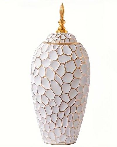 Ваза з кришкою, біла, малюнок соти, 40х17 (L),