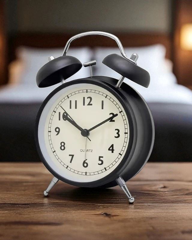 Годинник настільний, металевий, 16х11 см, чорний (тип А)
