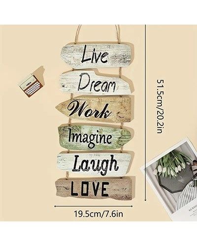 Табличка дерев'яна "Live, Dream, Work…", 6 надписей, 40х22