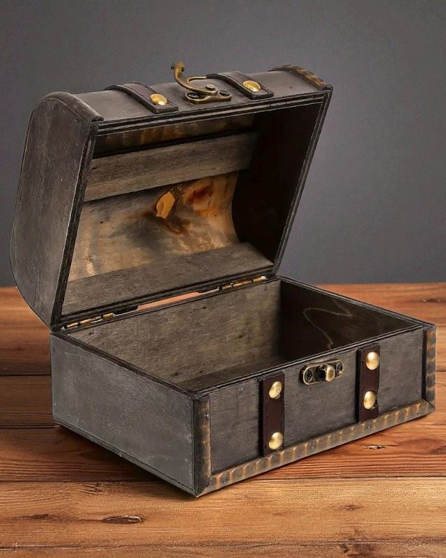Скарбниця Скриня із замком, 16х12х9 см, сіра