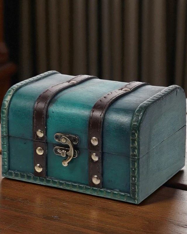 Скарбниця Скриня із замком, 16х12х9 см, зелена