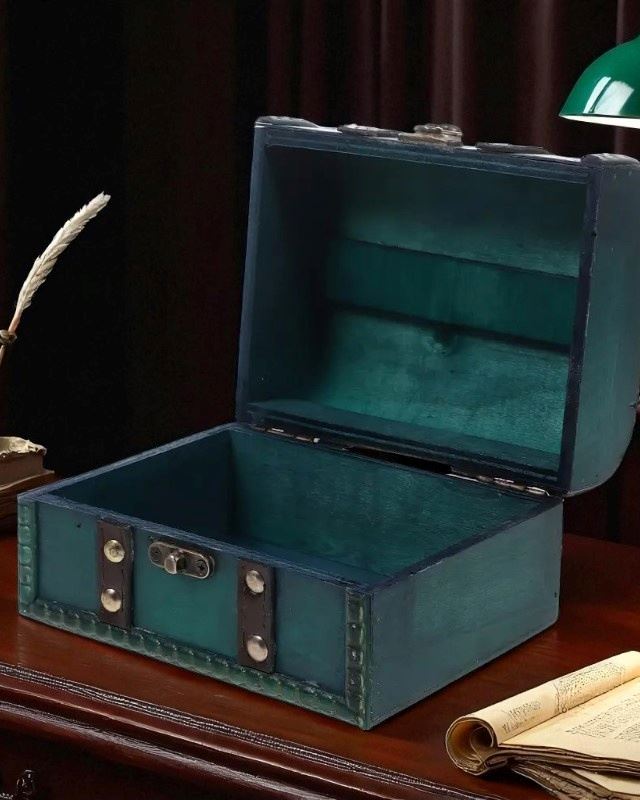 Скарбниця Скриня із замком, 16х12х9 см, зелена