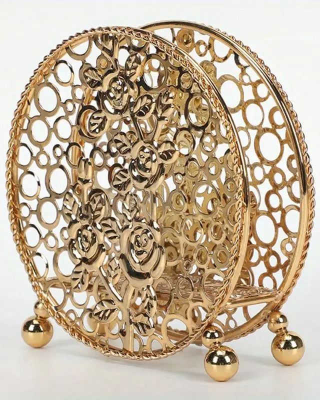 Серветниця Мереживо, 12,5х12,5х5 см, золота