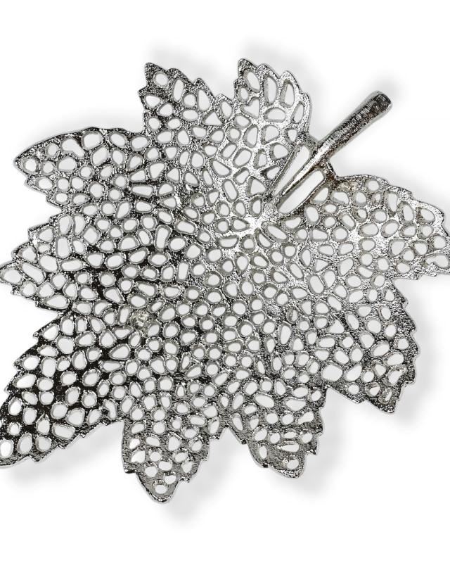 Блюдо Leaf Line, алюміній, срібло, 34 см