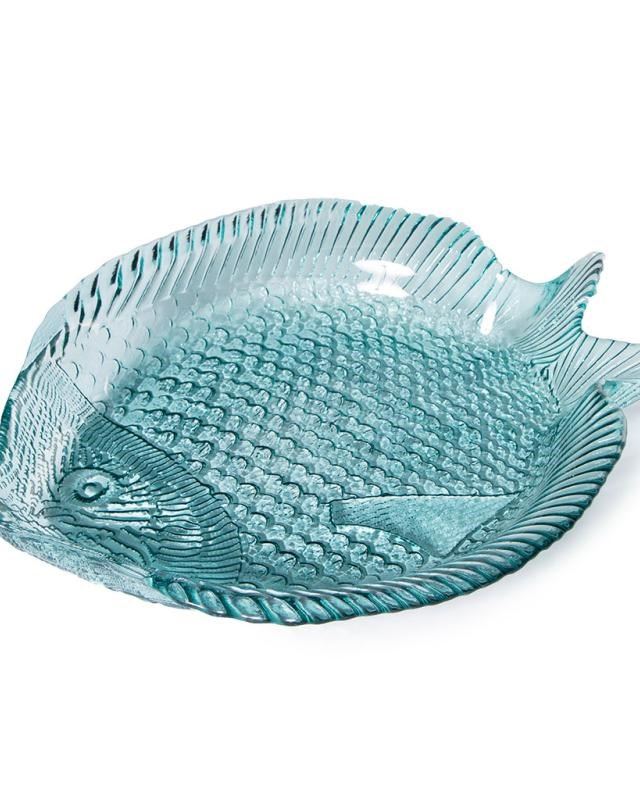 Блюдо Риба, скло, блакитне, 26см