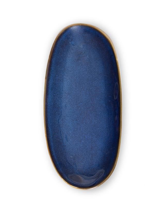 Блюдо Stoneware reacive glaze, кераміка, синє, овал 12х26см