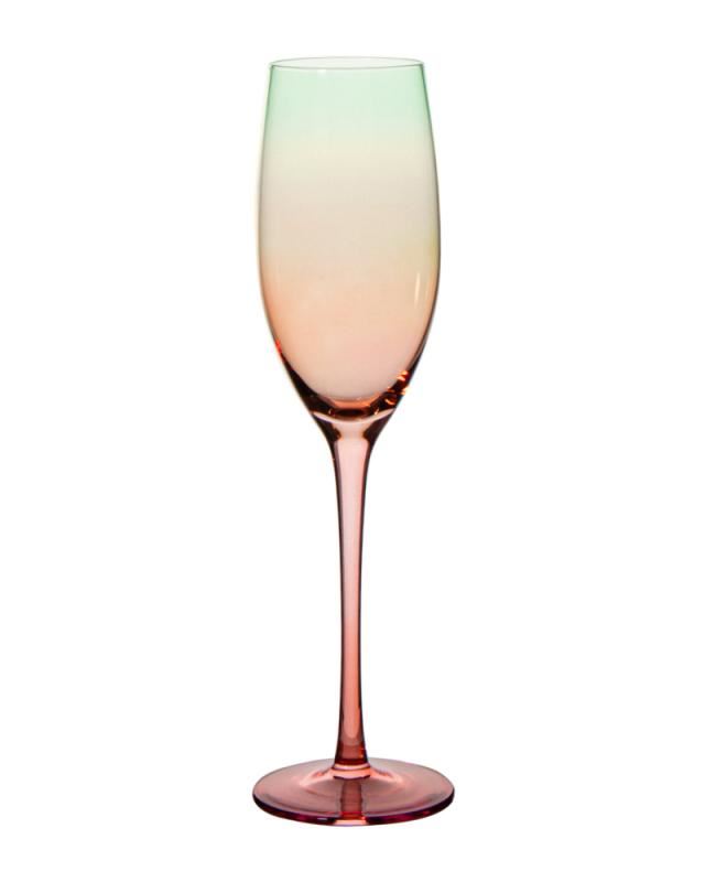 Келихи для шампанського (4 шт) Emerald Ombre, 250мл, зелено-жовті