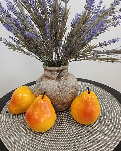 Штучний фрукт Груша, 10х8 см, жовта, красний бочок